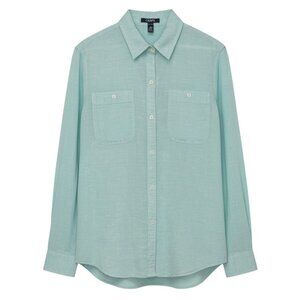 Chaps Linen Blend Button-Down Shirt Teal Lightweight XL